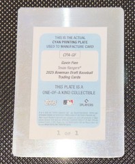 2025 Bowman Draft Gavin Fien Chrome 1/1 Cyan Printing Plate Auto CPA-GF