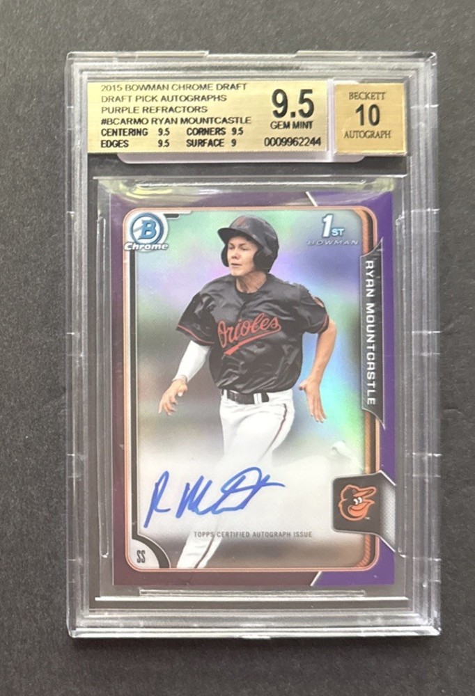 2015 Bowman Chrome RYAN MOUNTCASTLE Purple Refractor Auto Rookie RC BGS 9.5 10