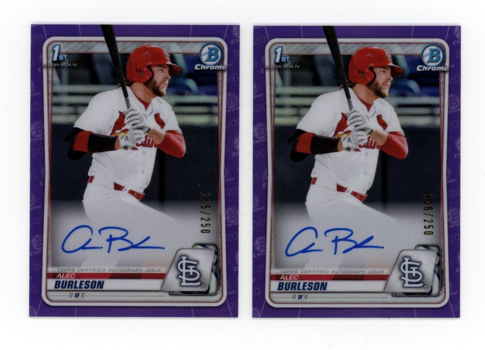 Alec Burleson 2020 Bowman Chrome Draft #CDA-AB 1st Purple Refractor Auto RC /250