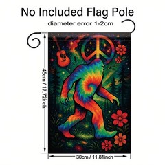 Starlit Patio Sasquatch Garden Flag 12×18 inches, Tie Dye Hippie Peace