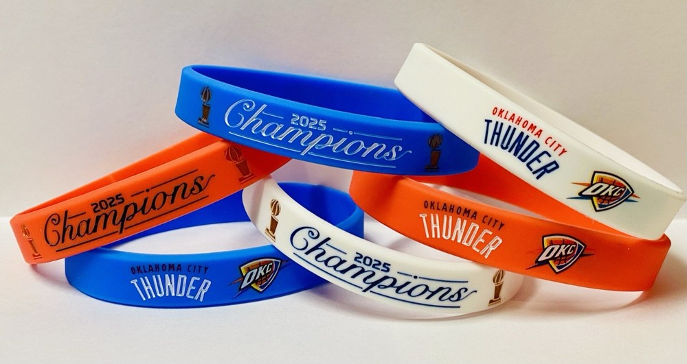 3 OKC OKLAHOMA CITY THUNDER 2025 NBA Champions Bracelet Wristband Banner SGA