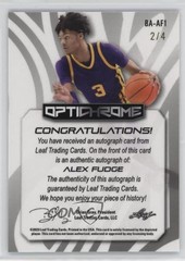 2022-23 Leaf Optichrome Green Mojo 2/4 Alex Fudge #BA-AF1 Auto 0u66