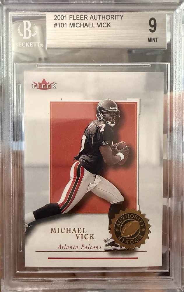 MICHAEL VICK 2001 FLEER AUTHORITY ROOKIE CARD #101 FALCONS 🔥SP /1350🔥 BGS 9