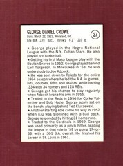 #37 GEORGE CROWE ~ 1953 Boston/Milwaukee Braves & Negro Leagues