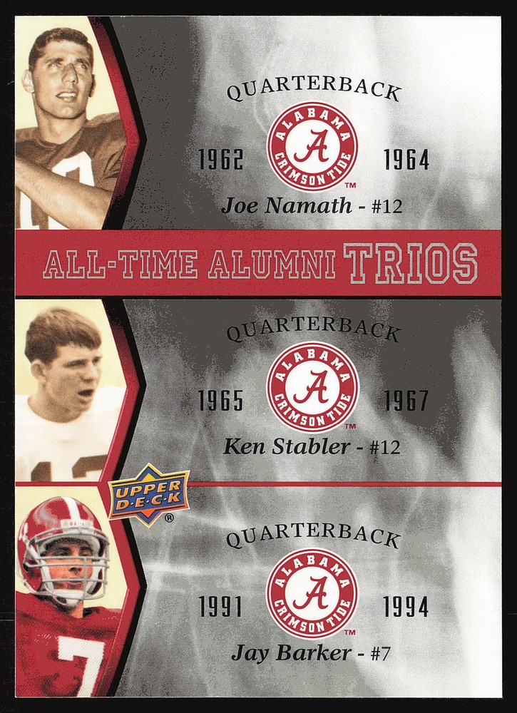 2012 Upper Deck University of Alabama #ATAT-NSB Ken Stabler Joe Namath Barker