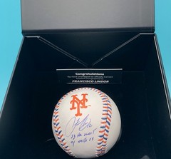 Fanatics Francisco Lindor Auto Mets Logo Blue/Orange Laces Full Packaging /25