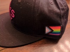 Oakland A&rsquo;s Black & Purple Snap Back Hat Gilead Pride Day SGA 2022