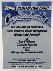 2025-26 Topps Signature Class Grant Williams Autograph White Gold /10 Hornets