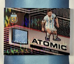Lionel Messi 2021-22 Panini Obsidian Atomic Material Patch Relic Red Pulsar 6/44
