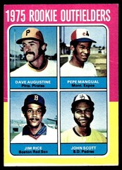 1975 Topps Rookie Outfielders – Dave Augustine/Pepe Mangual/Jim Rice/John Scott