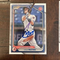 2024 Bowman Draft COLE MATHIS 1ST BOWMAN #BD-81 Cubs RC AUTO SIGNED IP