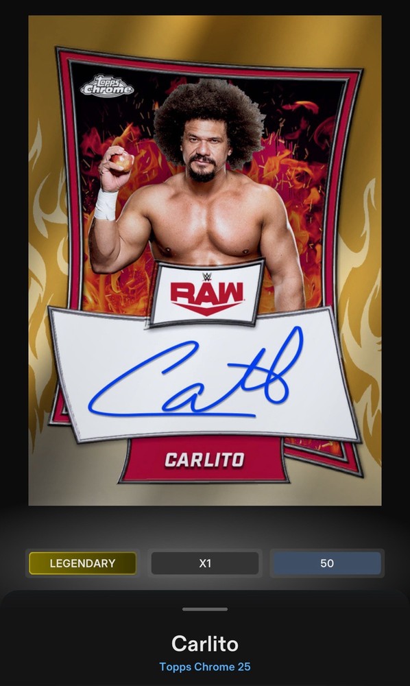 Carlito – Red Brand Gold Signature 50cc Legendary – Topps Slam WWE Chrome 25