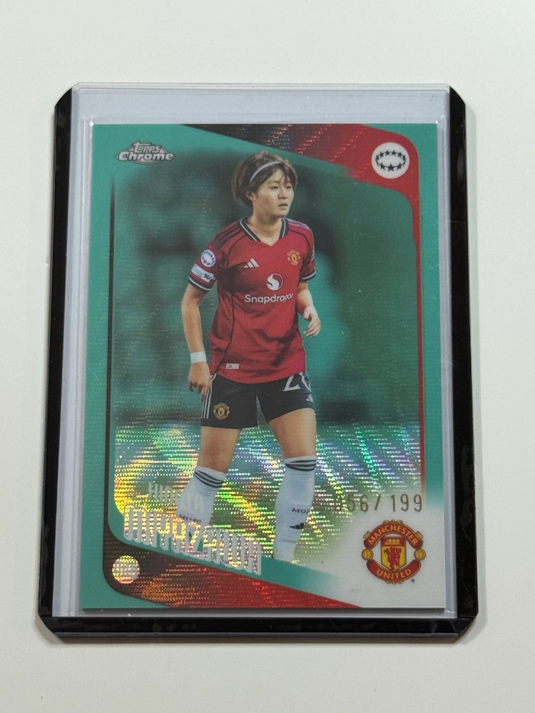2025-26 Topps Chrome Women&rsquo;s UWCL Aqua Wave #91 Hinata Miyazawa 056/199