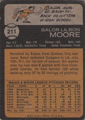 1973 Topps #211 Balor Moore, VG (stain)