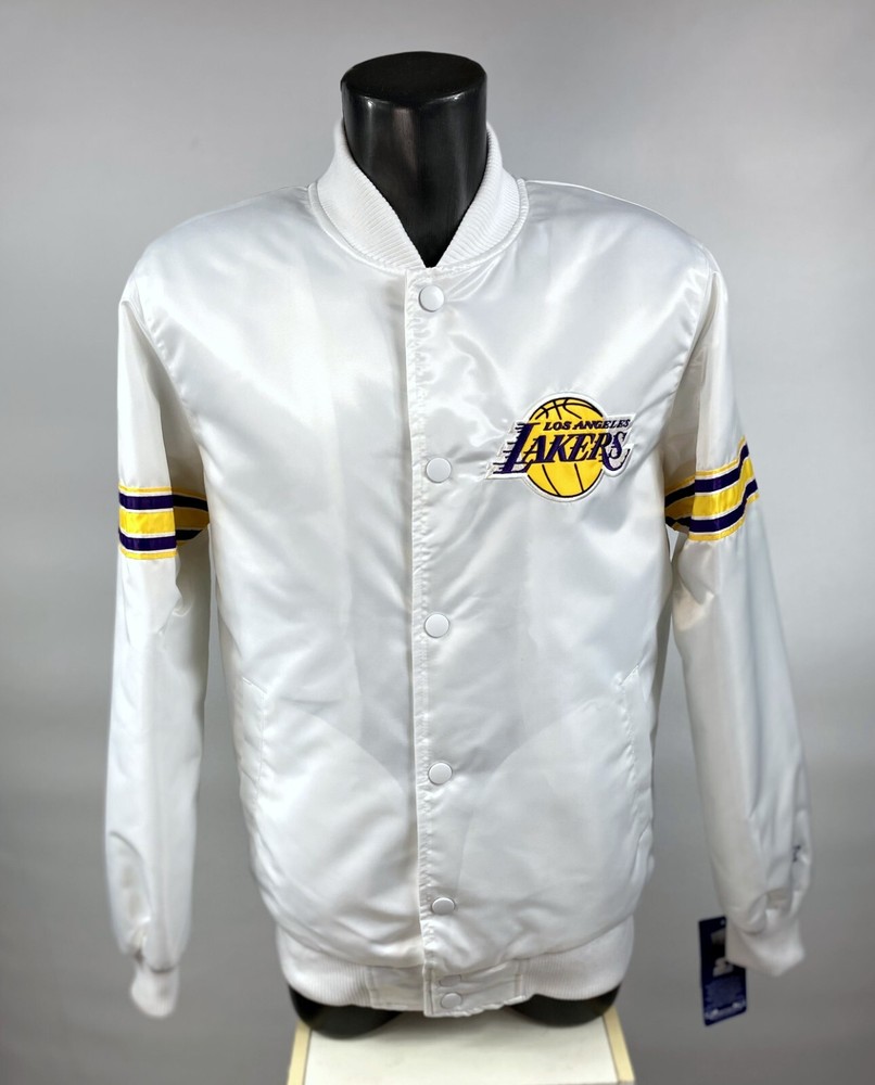 Lakers Jacket Los Angeles NBA STARTER Snap Down « POWER FORWARD » WHITE MEDIUM