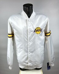 Lakers Jacket Los Angeles NBA STARTER Snap Down « POWER FORWARD » WHITE XL