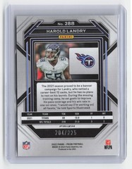 2022 Panini Prizm #288 Harold Landry Purple Ice #/225