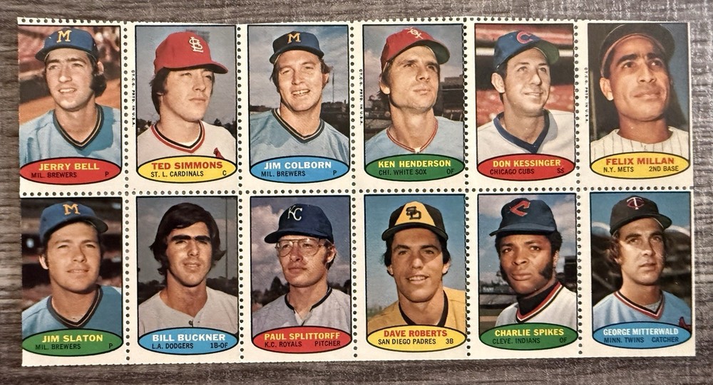 1974 Topps Stamp Panel-Bell, Simmons, Henderson, Kessinger, Buckner