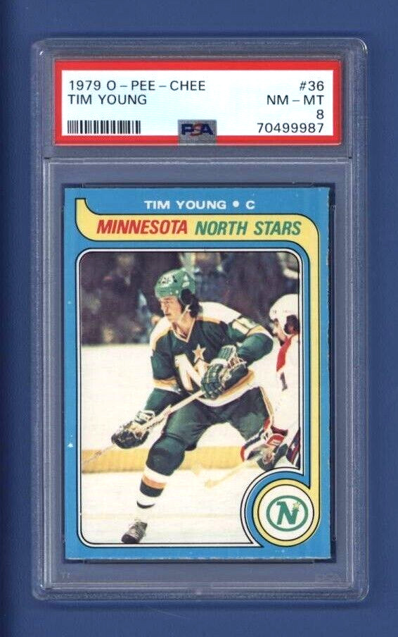 1979-80 O-Pee-Chee #36 TIM YOUNG PSA 8 NM-MT Minn. North Stars POP (38) *SHARP