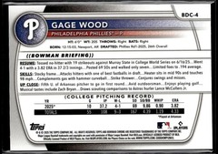 2025 Bowman Draft #BDC-4 Gage Wood Chrome Refractor