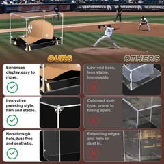 Hat Display Case, Acrylic Baseball Cap Display Box, UV Fade Protection, Solid