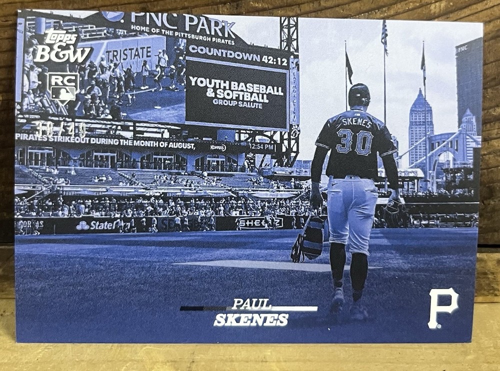 2024 Topps Black And White #66 Blue Paul Skenes 38/49 Pittsburgh Pirates RC Star