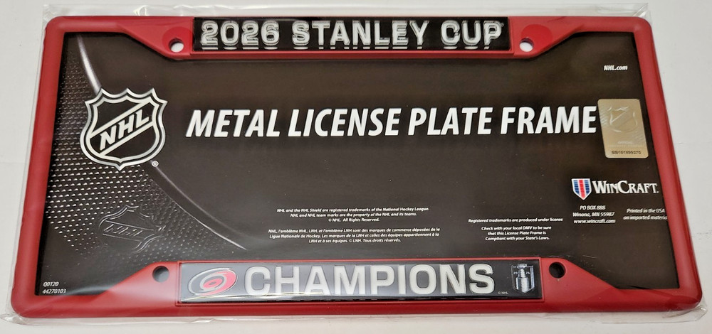 Carolina Hurricanes NHL 2026 Stanley Cup Champions Red Laser License Plate Frame