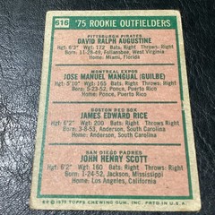 Jim Rice Rookie Card Pepe Mangual John Scott 1975 Topps Rookie Outfielders #616
