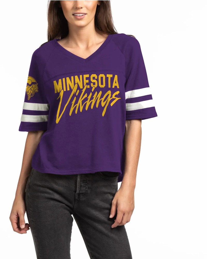 Junk Food Womens NFL Minnesota Vikings Loose Fit V-Neck Shirt New XXS-2XL