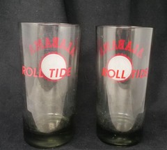 Vintage Alabama Roll Tide Glasses 5 3/4&Prime; Tall Set of 2.