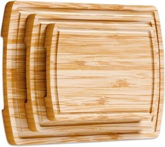 Wood Cutting Board – 3 Piece Bamboo Set, 3-Piece, Natural