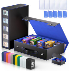 Trading Card Storage Box 5-Row 3900+ Capacity, Black | MTG Card Case with Magnet