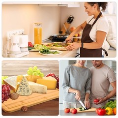Patelai 12 Pack Bulk Plain Cutting Board Set 12 x 8 Inch, natural bamboo