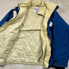 [XL] VTG CHAMPION NOTRE DAME BOMBER DOUBLED LAYER IRISH JACKET BLUE Spell Out