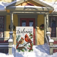 12 x 18 Inches Winter Cardinal Welcome 12 inches x 18 inches,
