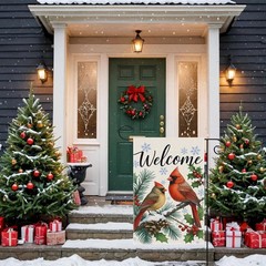 12 x 18 Inches Winter Cardinal Welcome 12 inches x 18 inches,