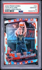 2025 Panini Prizm WNBA #22 Caitlin Clark WNBA Logo Prizms PSA 10