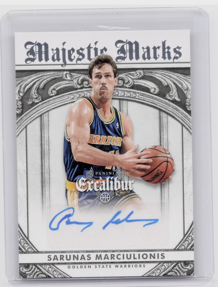 2014-15 Panini Excalibur Sarunas Marciulionis Auto #26 Warriors Majestic Marks