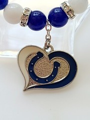 Indianapolis Colts Bracelet Football Blue and White Jade Rhinestone Silver