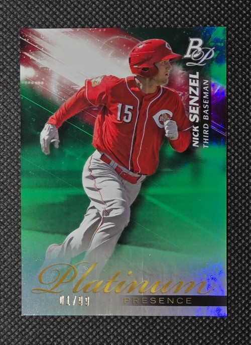 2018 Bowman Platinum Green Platinum Presence Nick Senzel #PP-1 Cincinnati 01/99