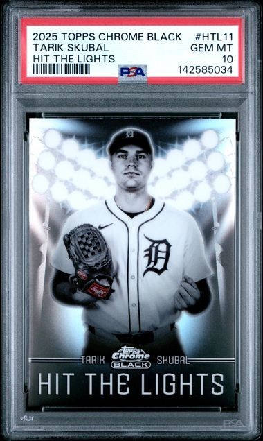 2025 TOPPS CHROME BLACK HIT THE LIGHTS TARIK SKUBAL PSA 10