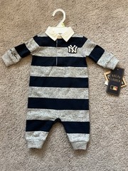 Polo Ralph Lauren New York Yankees One Piece Rugby Collar Infant Sz 3M Striped