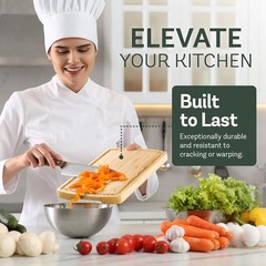 Wood Cutting Board – 3 Piece Bamboo Set, 3-Piece, Natural