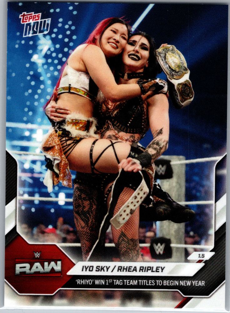 2026 WWE Topps NOW #3 Iyo Sky/Rhea Ripley Rhiyo win 1st Tag Team Titles in 2026