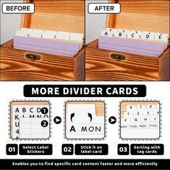 Index Card Holder 3X5, Wooden Origanizer Recipe Box with 100 PCS Flash Ca