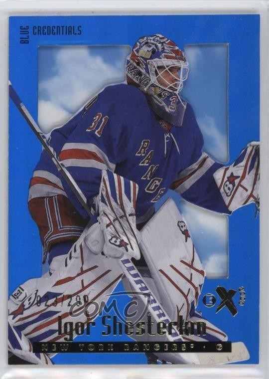 2023-24 Skybox E-X 2000 Blue Credentials 23/299 Igor Shesterkin #19 6so