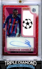 2022-23 Topps Merlin UCC Ousmane Dembele Match Ball Patch Auto Red #06/10 A596