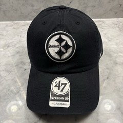 47 Brand Pittsburgh Steelers Clean Up Adjustable Strap Hat NFL OSFM Black White