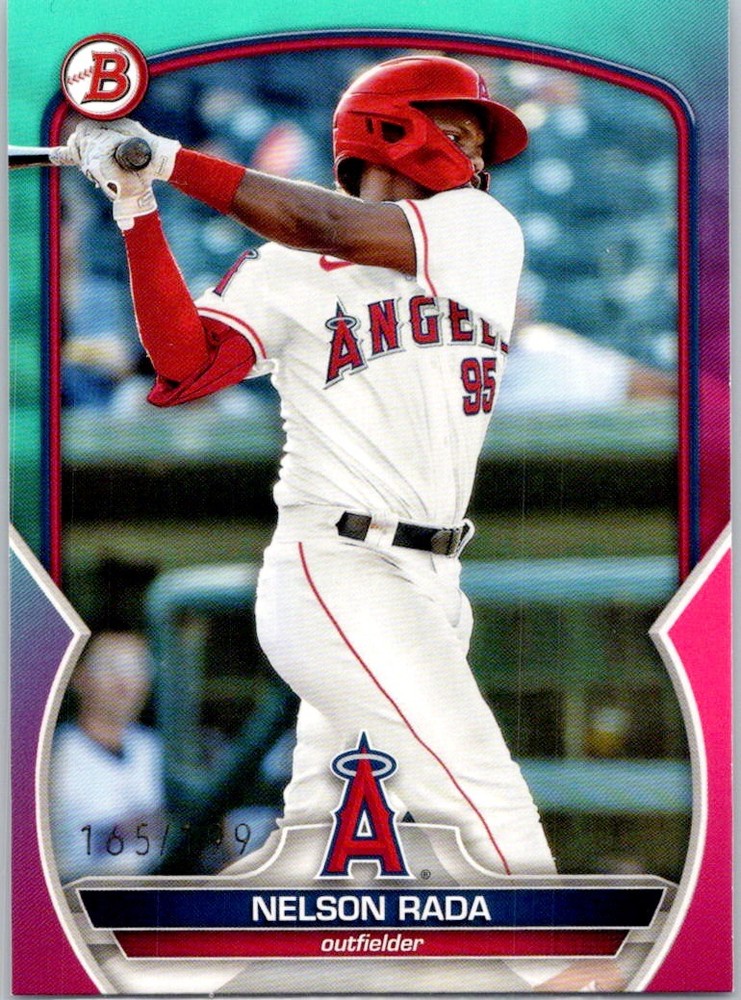 2023 Bowman Draft Aqua/Pink Gradient #BD-81 Nelson Rada #/199 Los Angeles Angels