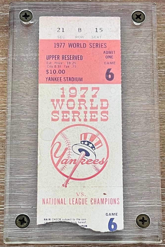 1977 WORLD SERIES TICKET STUB Game 6 Reggie Jackson 3-Home Runs NEW YORK YANKEES